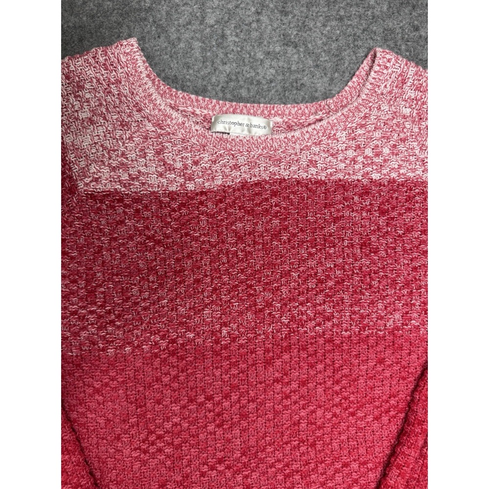Christopher & Banks Sweater Tri-Color Reds/Pinks Size Large - Picture 5 of 9